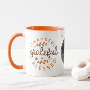 Thankful Grateful Blessed Thanksgiving Photo Mug