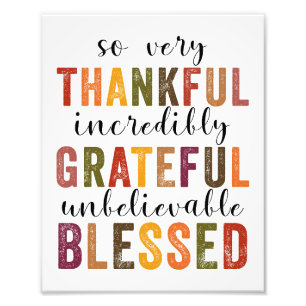 Thankful Grateful Blessed Thanksgiving Photo Print