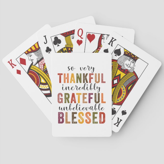 Thankful Grateful Blessed Thanksgiving Playing Cards (Back)
