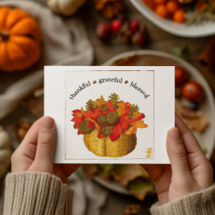 Thankful Grateful Blessed Thanksgiving Postcard