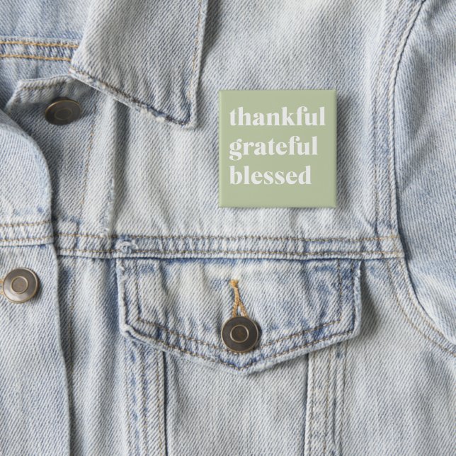 Thankful Grateful Blessed | Thanksgiving Quote 15 Cm Square Badge (In Situ)