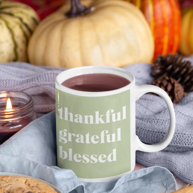 Thankful Grateful Blessed | Thanksgiving Quote Coffee Mug (Creator Uploaded)
