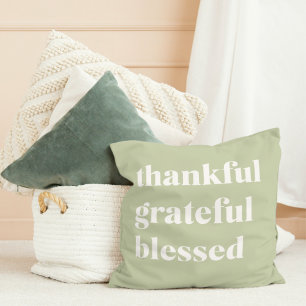 Thankful Grateful Blessed   Thanksgiving Quote Cushion