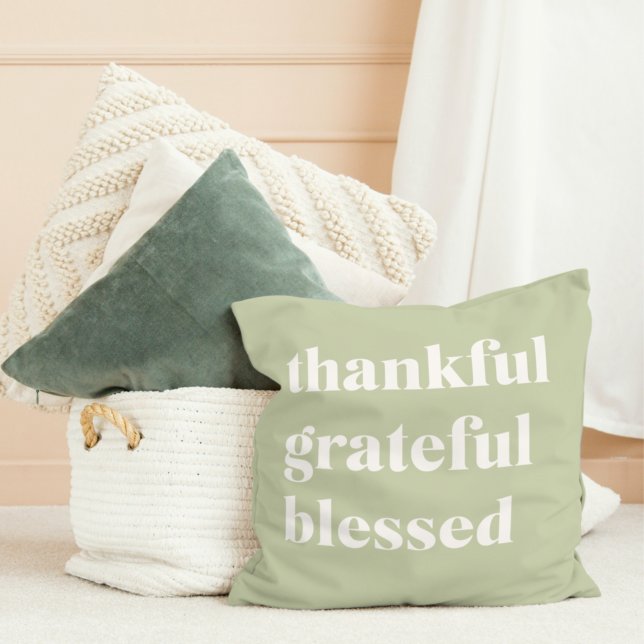 Thankful Grateful Blessed | Thanksgiving Quote Cushion (Creator Uploaded)
