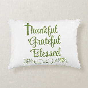 Thankful Grateful Blessed Thanksgiving Quote Decorative Cushion