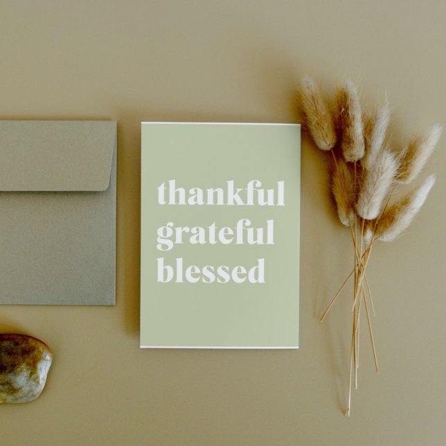 Thankful Grateful Blessed | Thanksgiving Quote Holiday Card (Creator Uploaded)
