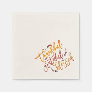 Thankful Grateful Blessed Thanksgiving Quote Napkin