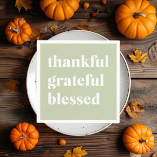 Thankful Grateful Blessed   Thanksgiving Quote Napkin