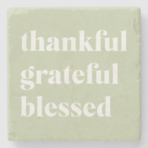 Thankful Grateful Blessed   Thanksgiving Quote Stone Coaster