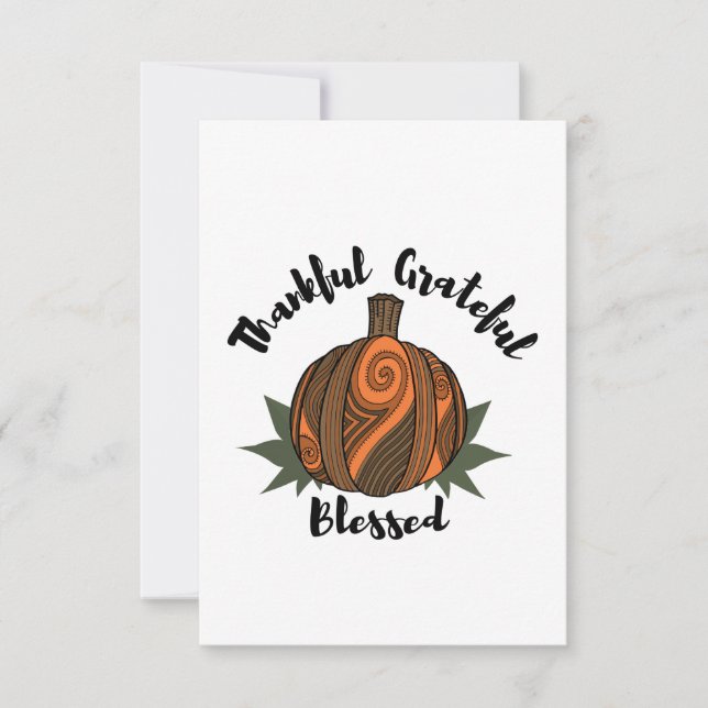 Thankful Grateful Blessed - Thanksgiving Quote T-S Thank You Card (Front)