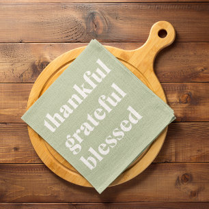 Thankful Grateful Blessed   Thanksgiving Quote Tea Towel