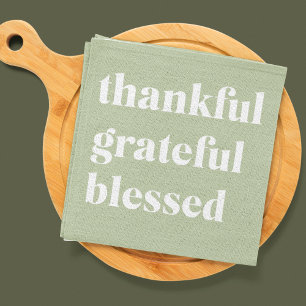 Thankful Grateful Blessed   Thanksgiving Quote Tea Towel