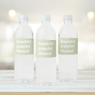 Thankful Grateful Blessed   Thanksgiving Quote Water Bottle Label
