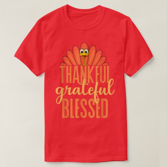 Thankful Grateful Blessed Thanksgiving Turkey Men  T-Shirt (Design Front)