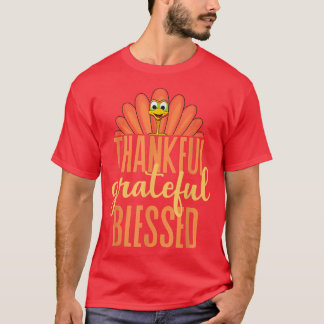 Thankful Grateful Blessed Thanksgiving Turkey Men  T-Shirt