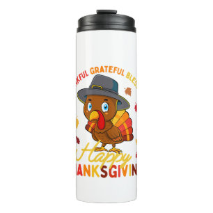 Thankful Grateful Blessed Thanksgiving Turkey Wome Thermal Tumbler