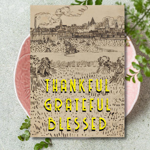 Thankful Grateful Blessed The Harvest van Gogh Holiday Card