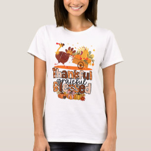 Thankful Grateful Blessed Turkey Christian Thanksg T-Shirt