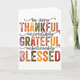 Thankful Grateful Blessed Turkey Family Happy Than Card