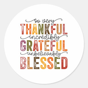 Thankful Grateful Blessed Turkey Family Happy Than Classic Round Sticker
