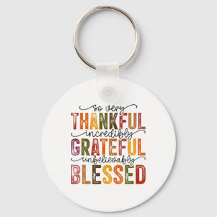 Thankful Grateful Blessed Turkey Family Happy Than Key Ring
