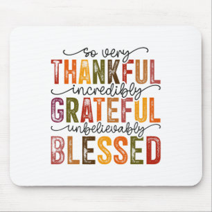 Thankful Grateful Blessed Turkey Family Happy Than Mouse Mat