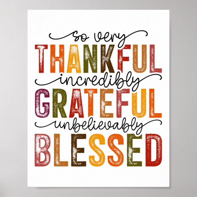 Thankful Grateful Blessed Turkey Family Happy Than Poster (Front)