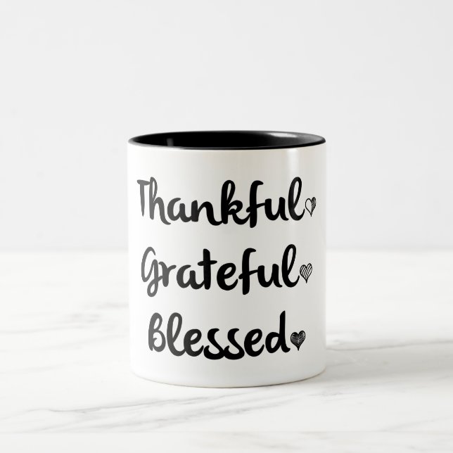 THANKFUL GRATEFUL BLESSED Two-Tone COFFEE MUG (Center)
