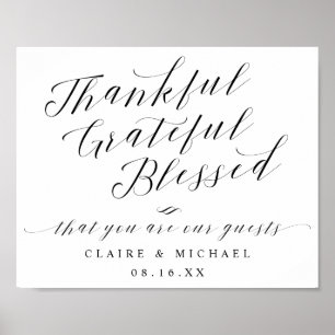 Thankful Grateful Blessed Wedding Welcome Sign