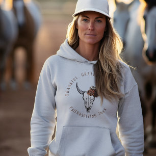 Thankful Grateful Blessed Western Friendsgiving Hoodie