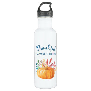 Thankful Grateful Blessed with Orange Pumpkin 710 Ml Water Bottle