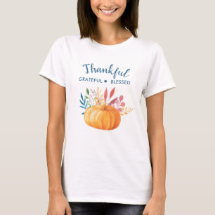 Thankful Grateful Blessed with Orange Pumpkin T-Shirt