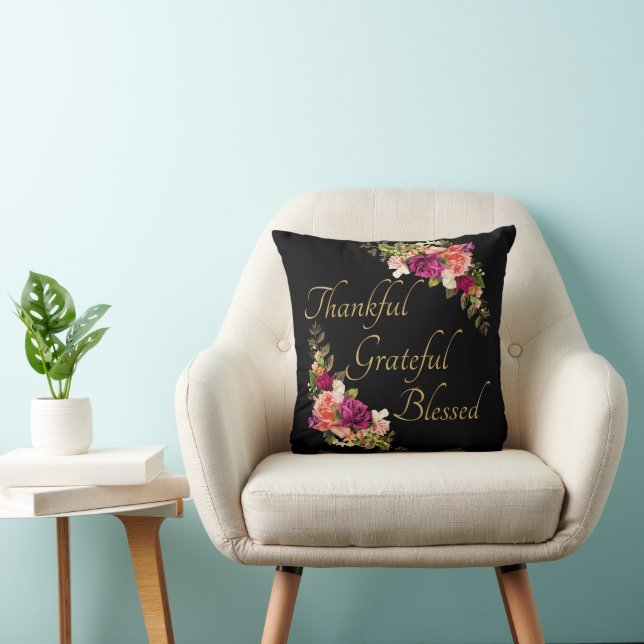 Thankful Grateful Blessed Women's Christian Faith Cushion (Chair)