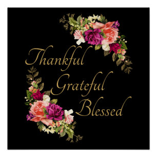 Thankful Grateful Blessed Women's Christian Faith Poster