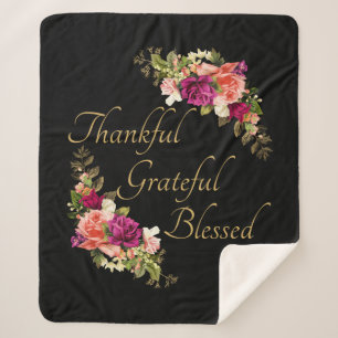Thankful Grateful Blessed Women's Christian Faith Sherpa Blanket