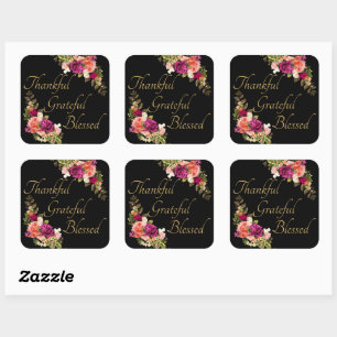 Thankful Grateful Blessed Women's Christian Faith Square Sticker