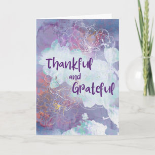 Thankful & Grateful Card – Gentle Abstract Florals