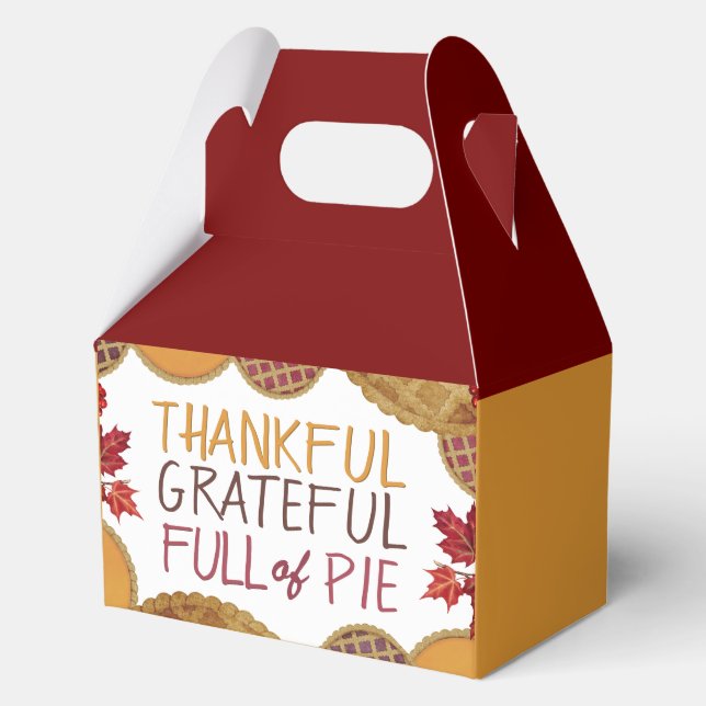 Thankful Grateful Full of Pie Happy Thanksgiving Favour Box (Front)