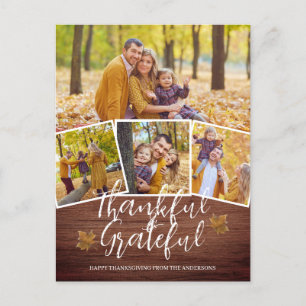 Thankful Grateful Happy thanksgiving family Photo Holiday Postcard