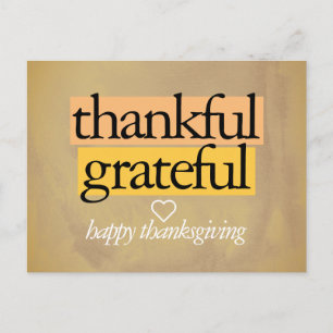 thankful grateful: happy thanksgiving postcard