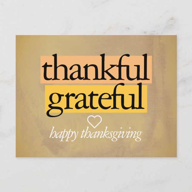 thankful grateful: happy thanksgiving postcard (Front)