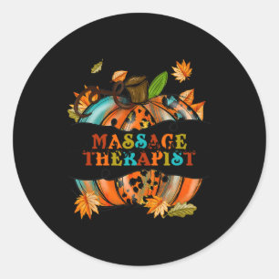 Thankful Grateful Massage Therapist Pumpkin Autumn Classic Round Sticker