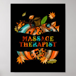 Thankful Grateful Massage Therapist Pumpkin Autumn Poster