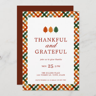 Thankful Grateful Modern Thanksgiving Dinner Party Invitation