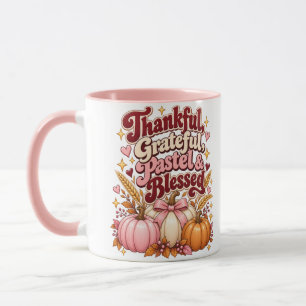 Thankful Grateful Pastel and Blessed Thanksgiving Mug