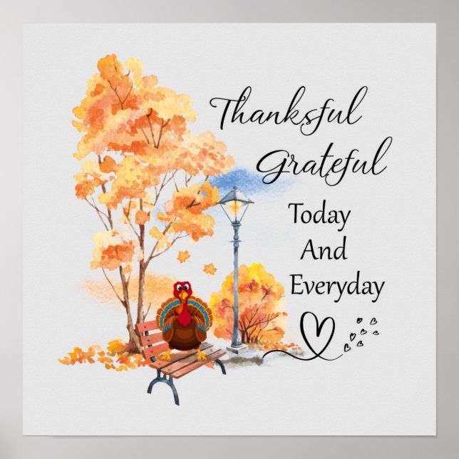 Thankful grateful Thanksgiving turkey  Poster (Front)