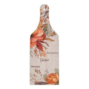 Thankful Grategul Blessed Floral Thanksgiving Cutting Board