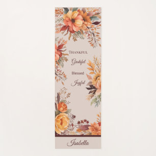 Thankful Grategul Blessed Floral Thanksgiving  Yoga Mat