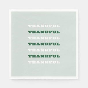 Thankful, Gratitude Quote, Green Napkin