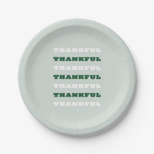 Thankful, Gratitude Quote, Green Paper Plate